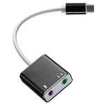 Sound Card, Type C Sound Card Stereo Audio Adapter 3.5mm for Mobile Phone Computer Live Sound Card for Singing Recording Live Broadcast