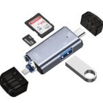 Kinsound 6 in 1 SD & TF Card Reader with Type-C, USB & Micro USB Ports, Portable Memory Card Reader Compatible with TF, SD, SDHC, SDXC, MMC, RS-MMC, Micro SDXC for Computer & Android Phone