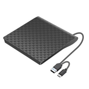 External CD/DVD Drive for Laptop, USB 3.0 Type-C Ultra Slim Portable Optical Drive, Player, ROM Burner, Reader Compatible With Laptop Desktop PC Windows Linux Mac OS