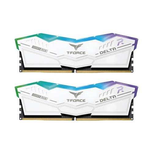 TeamGroup T-Force Delta RGB 64GB (32GBx2) DDR5 5200MHz Desktop Memory White FF4D564G5200HC40CDC01
